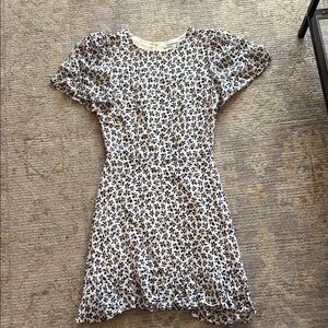 Reformation Navy and Cream Patterned Dress